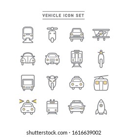 VEHICLES AND TRANSPORTATION ICON SET