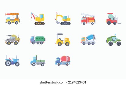 vehicles and transportation icon set