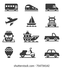 Vehicles and Transportation Icon Set