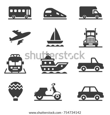 Vehicles and Transportation Icon Set