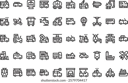 Vehicles and transports icons High-Quality Vector Icons Collection with Editable Stroke. Ideal for Professional and Creative Projects