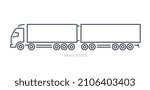 Vehicles types concept. Minimalistic icon with heavy truck. Large car with two trailer containers for delivery of goods. Cargo transport. Cartoon flat vector illustration isolated on white background