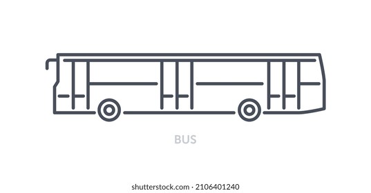 Vehicles types concept. Minimalistic icon with bus. Large car for transporting passengers around city. Public transport for citizens. Cartoon flat vector illustration isolated on white background