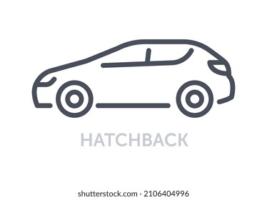 Concepto de tipos de vehículos. Icono minimalista lineal de contragolpe. Silhouette del cuerpo del auto. Automóvil elegante para conducir por la carretera de la ciudad. Dibujo vectorial plano de dibujos animados aislado en fondo blanco