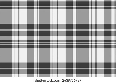 Veil textile pattern seamless, adorable vector check tartan. Random texture plaid fabric background in white and grey colors palette.
