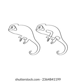 Veiled chameleon continuous one line drawing Chamaeleon calyptrate elegant minimalist artwork illustration. 