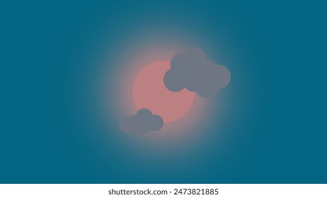Veiled Moon: Flat Design Illustration of the Moon Covered by Clouds