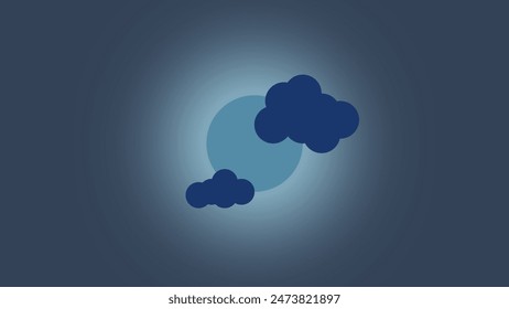 Veiled Moon: Flache Design-Illustration des von Wolken bedeckten Mondes
