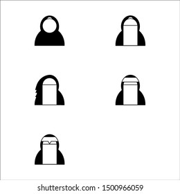 Veiled woman Icon Set Design Solid Style