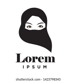 veiled woman, vector logo template