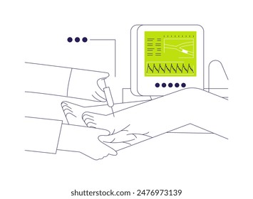 Vein removal abstract concept vector illustration. Plastic surgeon doing ambulatory phlebectomy to patient, vein removal procedure, medicine sector, varicose treatment abstract metaphor.