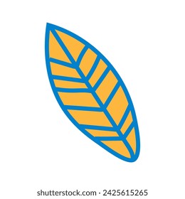 Veined leaf isolated on white background. Vector.