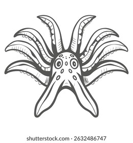 Ilustração de arte de linha de polvo veios