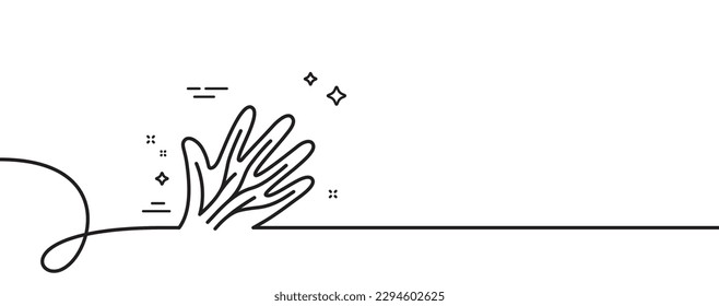 Icono de línea venas. Una línea continua con curl. Signo de enfermedad varicosa manual. Símbolo del síndrome nervioso. Cinta de contorno único de venas. Patrón de curva de bucle. Vector