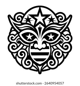 Vejigante mask tattoo icon in glyph style