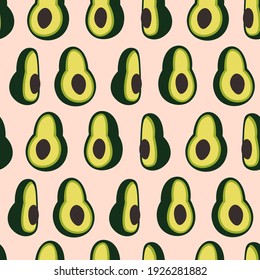 Vektor avocado Muster. Set von Avocado-Illustration. Cute avocado Muster für Beiträge, Textilien und Web-Design.