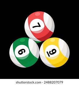 Vektor ball biliard color yellow red and green.