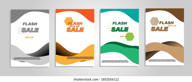 Vektor Banner Best Sale Abstract Background 50% Off With 4 Simple and Colorful Designs