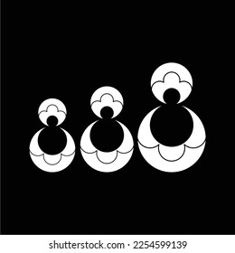 vektor boneka Matryoshka hitam putih dengan gaya elegan dan mewah