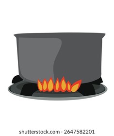 vektor Cooking boiling water. Saucepan boil for food cooking,