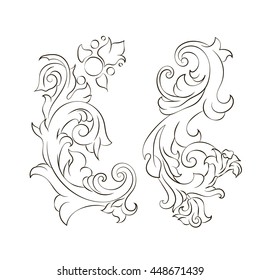 Vektor curl. Foliage swirl decorative design element filigree. Ornament engraving antique style.