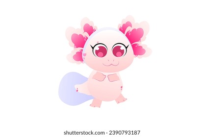 vektor datar Axolotl yang super lucu