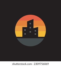Vektor desain logo bangunan abstrak kreatif ilustrasi stok