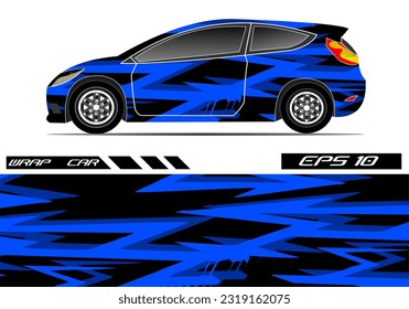 Vektor desain pembungkus mobil balap. Desain Kit latar belakang balap garis abstrak Transplantation ist für Kendaraan Bungkus, mobil balap, reli, petualangan, und livery warna biru