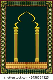 vektor design prayer mat, illustration green rug, moeslem.