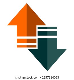 vektor arriba y abajo naranja y verde oscuro, bueno para icono o símbolo en la presentación de los teks y etc