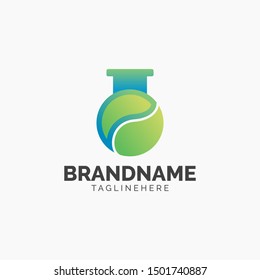 Vektor Eco Lab with Leaf and bottle lab logo design template. You can make brand identity or symbols for your company. Logo Health, Medical, Nature Lab or Pharmacy Nature