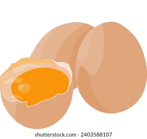 Vektor eggs with half cracked islolated ilustrasion