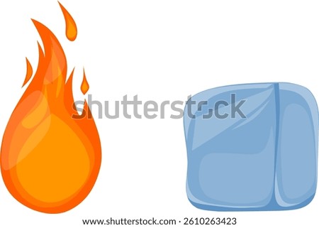 Vektor fire and ice cube in white bacground 