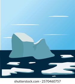 vektor iceberg view north pole glacier golbal warming