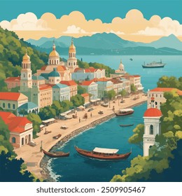 Vektor Illustration Of Ancient Scenery