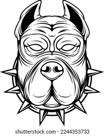 Vektor illustration angry pitbull mascot head,on a white background