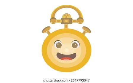  Ilustración vectorial de una cara de reloj con una expresión feliz