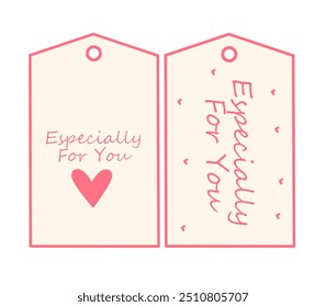 ilustração vektor, hangtag especialmente para você rosa fundo para presentes de namorados, Natal, Ano Novo, Eid Mubarak, presentes de graduação, casamento e aniversário