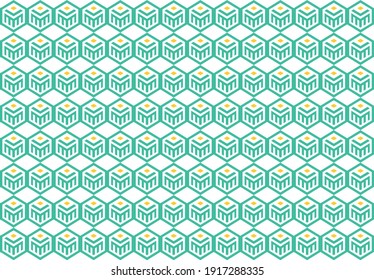 Vektor illustration template background seamless pattern logo double M, book, and sun.