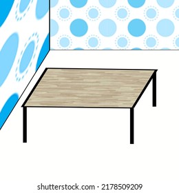 Vektor illustrator table wall decoration blue