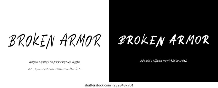 Vektor Ilustrasi Grunge Tipografi. Hand Made Brush Font.