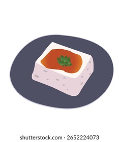 Comida japonesa vektor Tofu prato. Ver Tofu japonês Hiyayakko
