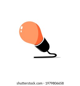 vektor lampu dengan bola lampu berwarna orange, flat design, icon, illuatration art