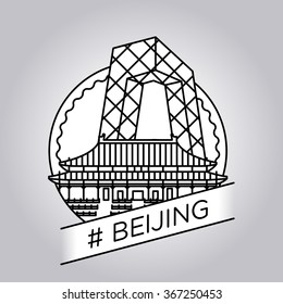 vektor line beijing badge