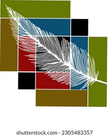 Vektor logo design of abstract box and feather