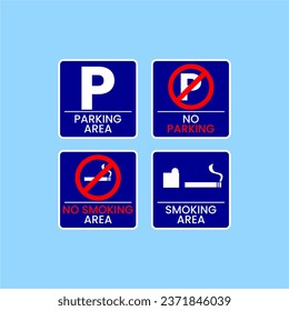 vektor-Logo für Parkplatzvorschriften, Parkverbot, Rauchverbot und Raucherzonen