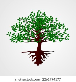 Vektor-Logo-Baum mit grünen Blättern