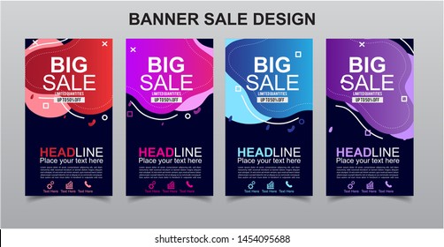 Vektor Modern Fluid For Big Sale Banners Design . Discount Banner Promotion Template