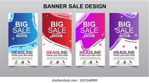 Vektor Modern Fluid For Big Sale Banners Design . Discount Banner Promotion Template