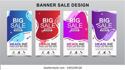 Vektor Modern Fluid For Big Sale Banners Design . Discount Banner Promotion Template